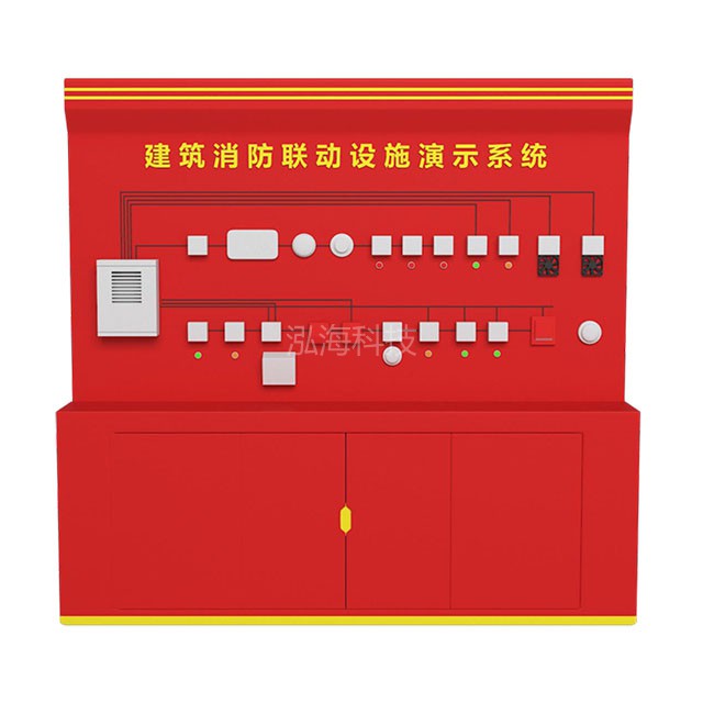 建筑火灾消防联动系统，共22个消防模块进行联动展示，模拟建筑楼宇内的消防报警灭火的工作原理和过程