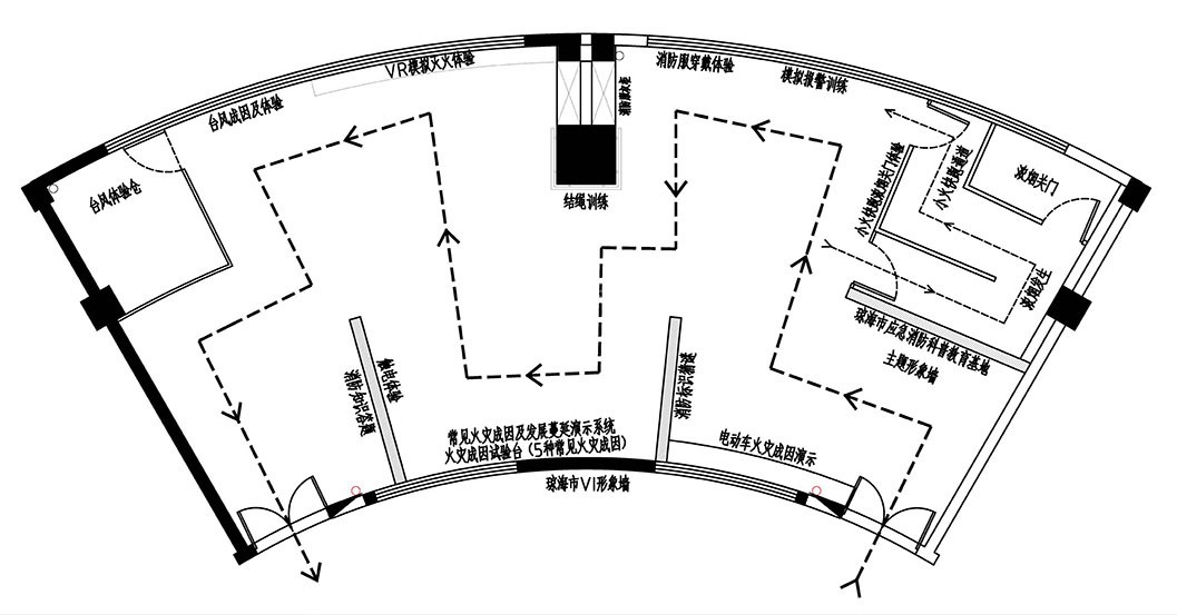 琼海市应急消防科普教育基地平面布局图动线图.jpg
